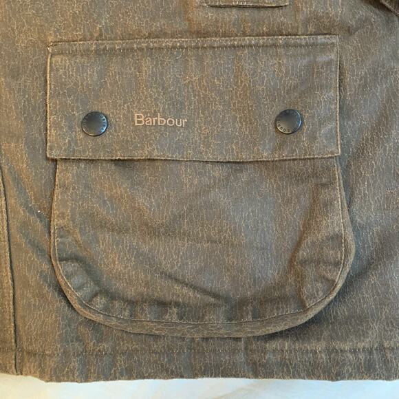 Barbour Weather Worked Beaufort Wax Jacket Mens Large Brown Chore Utility Coat - Picture 4 of 14